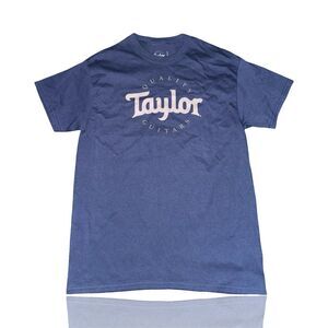 Taylor Guitars Men's Blue Graphic Print T-Shirt Size M Music Theme